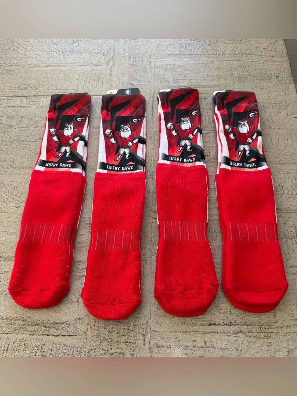Georgia Bulldogs Red Graphic Crew Socks ❤️🖤 Size Large ❤️🖤